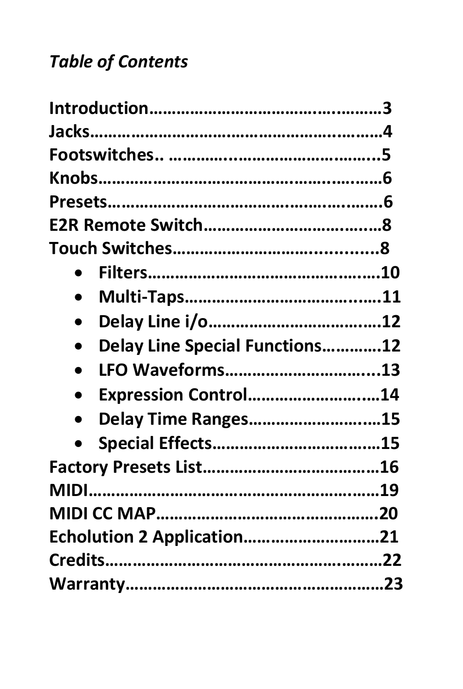 Pigtronix Echolution-2 Deluxe User Manual | Page 2 / 24
