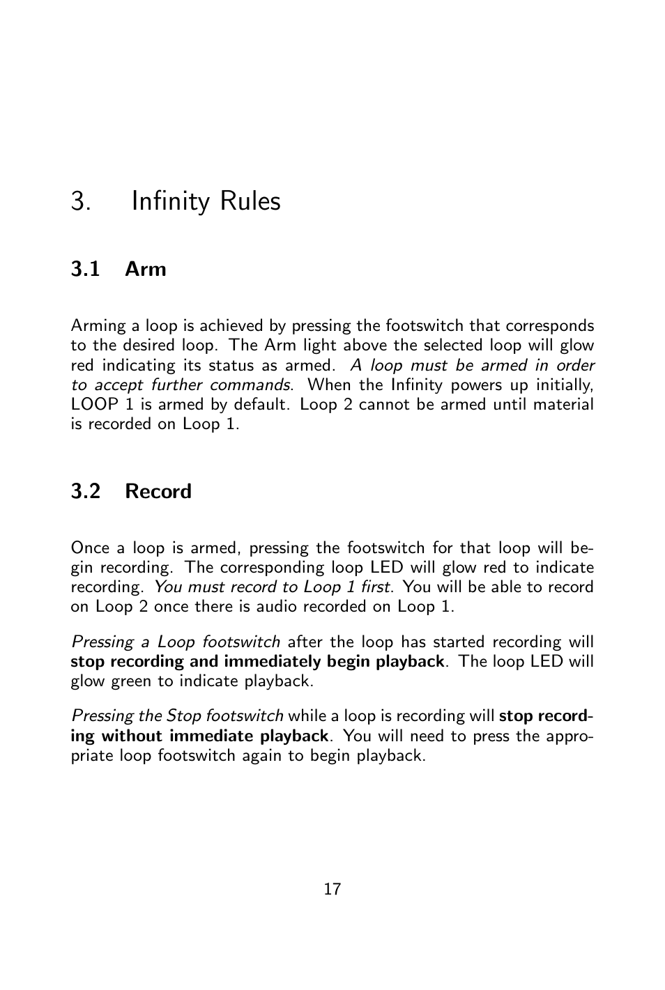 Infinity rules, Record, Jump record | Pigtronix Infinity Looper User Manual | Page 18 / 51