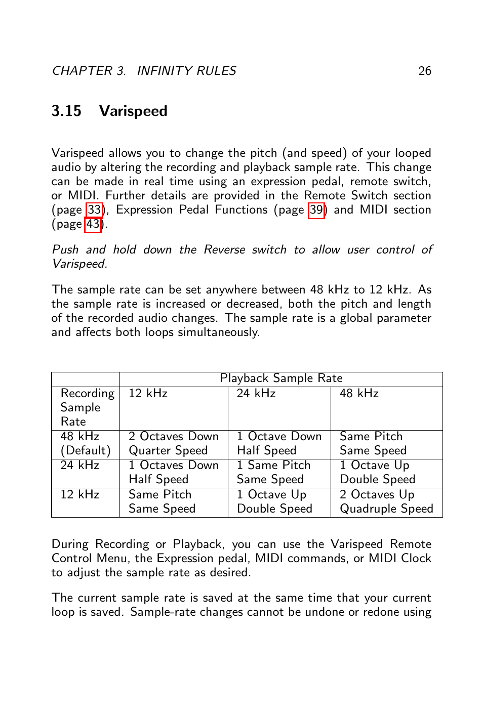 15 varispeed | Pigtronix Infinity Looper User Manual | Page 27 / 51