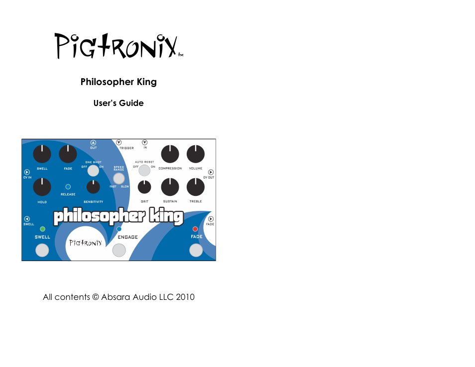 Pigtronix Philosopher King User Manual | 10 pages