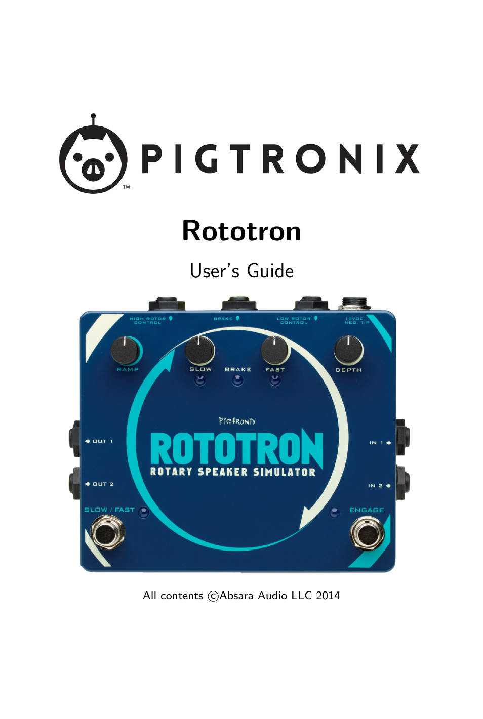 Pigtronix Rototron User Manual | 12 pages