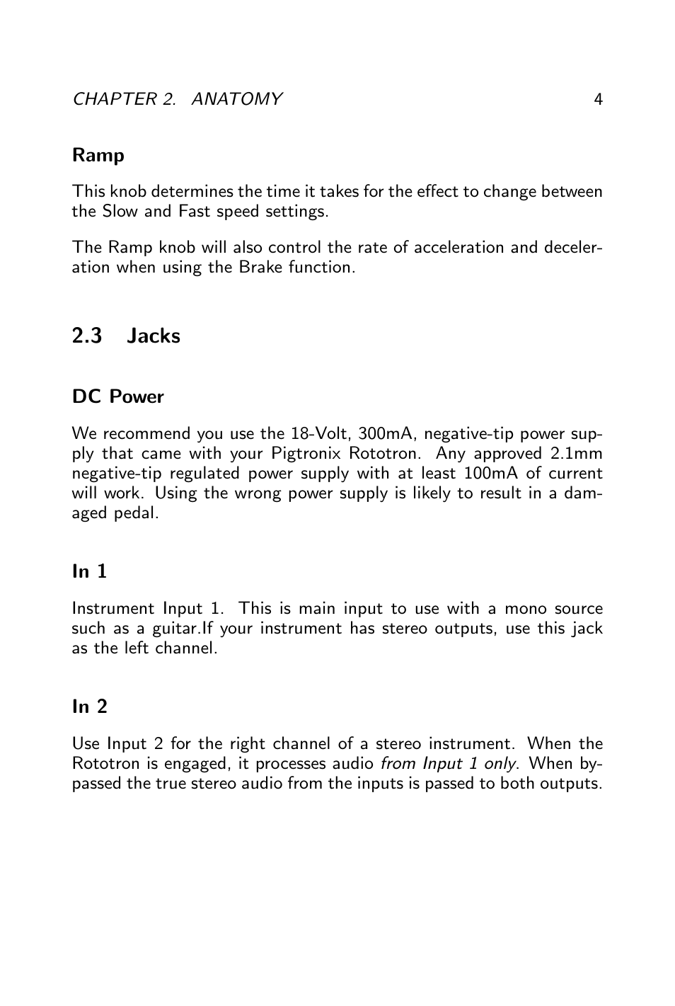 Jacks | Pigtronix Rototron User Manual | Page 5 / 12