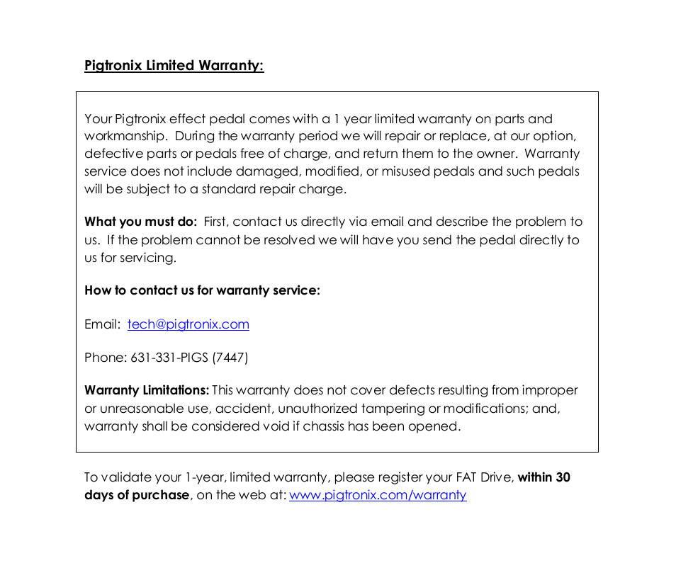 Pigtronix XL FAT Drive User Manual | Page 3 / 3