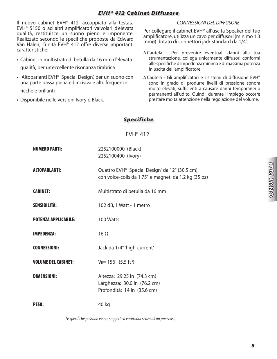 EVH 5150III 412 Speaker Enclosure User Manual | Page 5 / 10