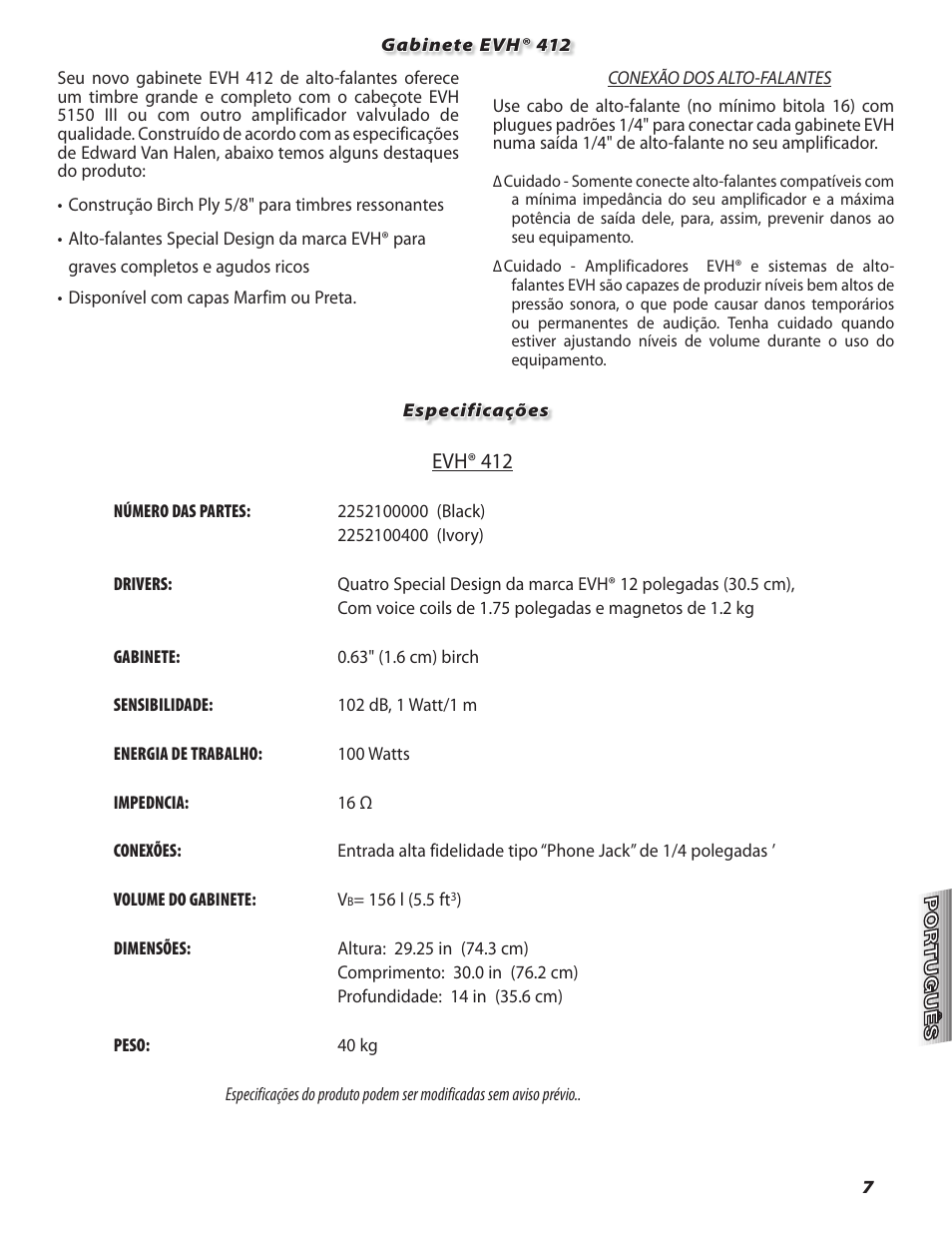 EVH 5150III 412 Speaker Enclosure User Manual | Page 7 / 10