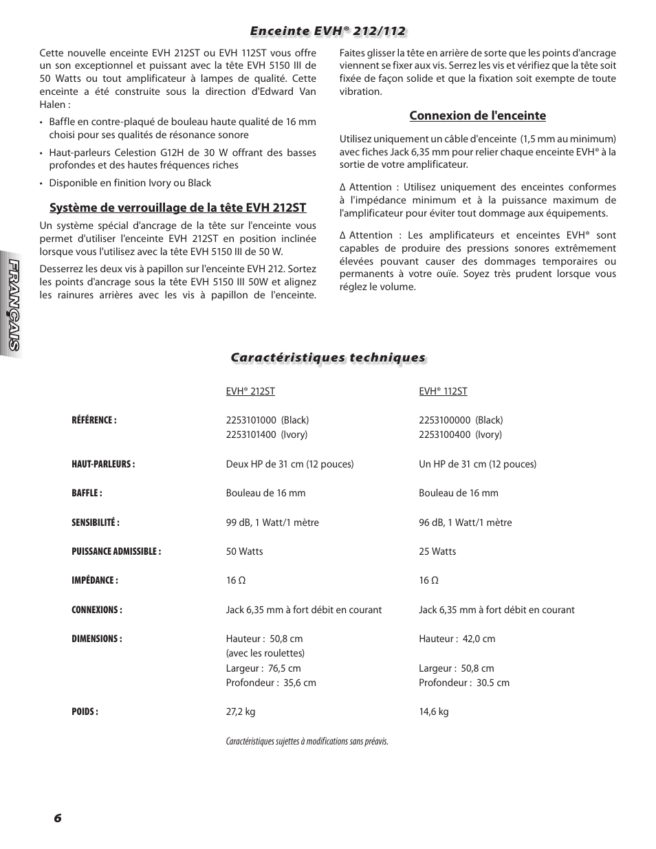 EVH 5150III 212ST/112ST Speaker Enclosure User Manual | Page 6 / 12