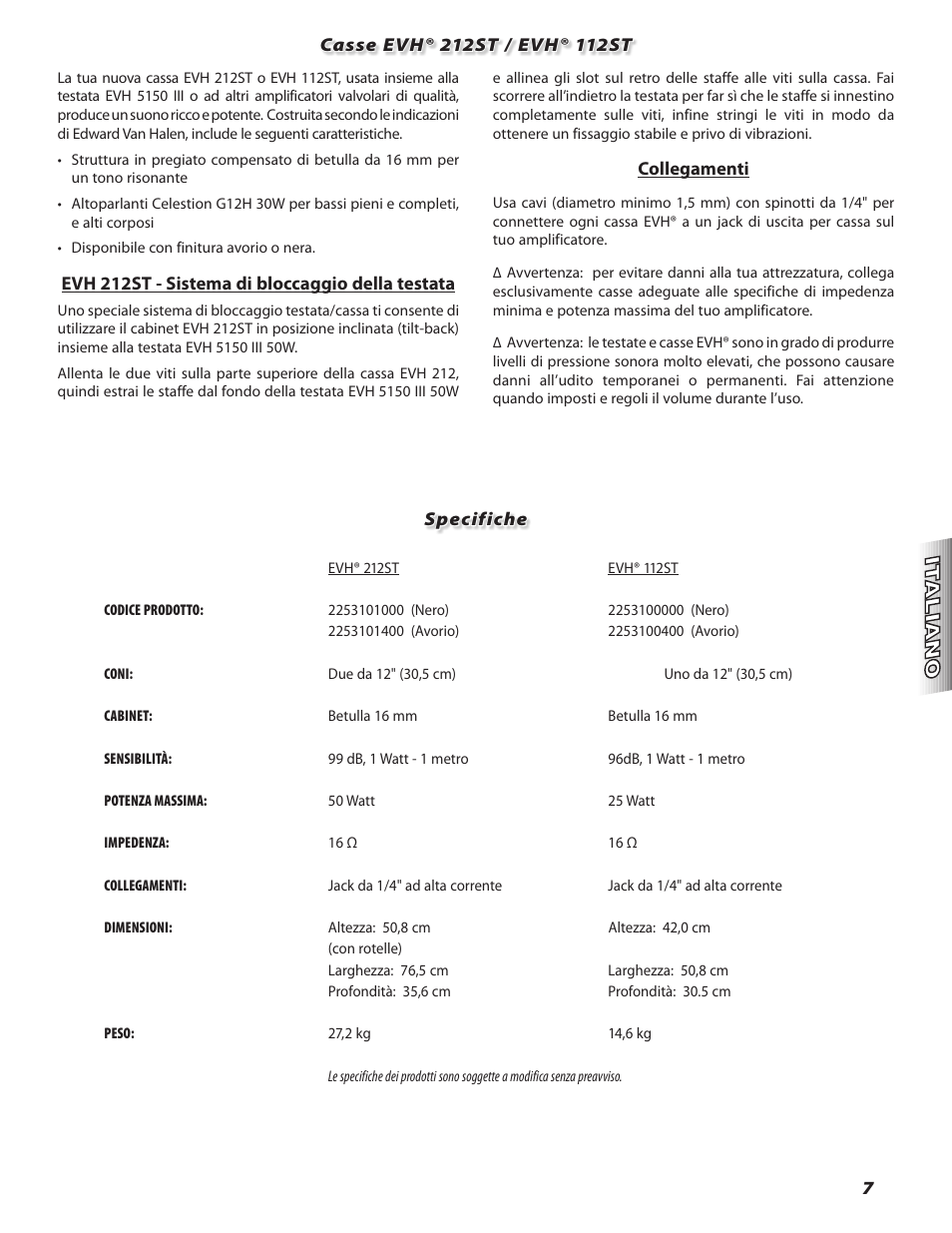 EVH 5150III 212ST/112ST Speaker Enclosure User Manual | Page 7 / 12
