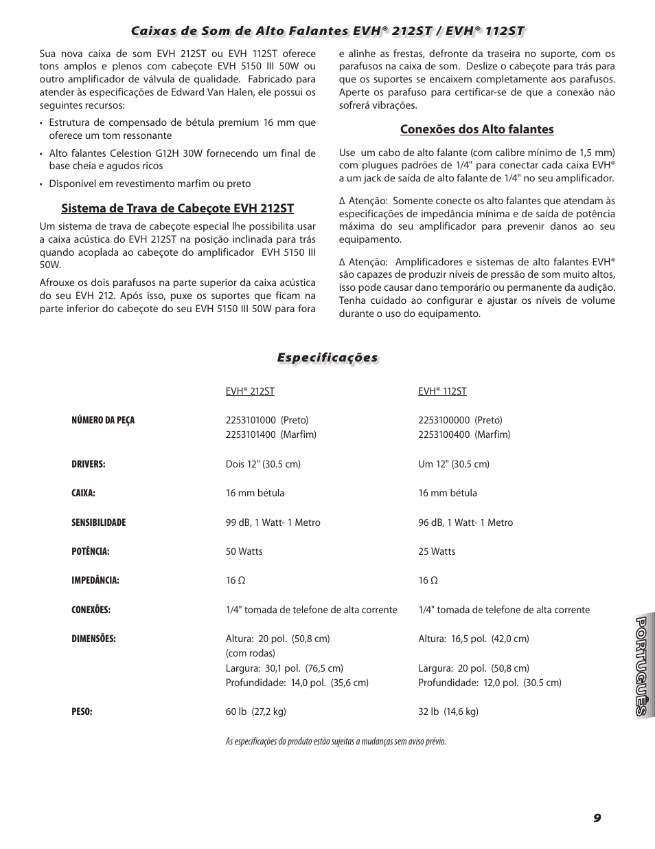 EVH 5150III 212ST/112ST Speaker Enclosure User Manual | Page 9 / 12