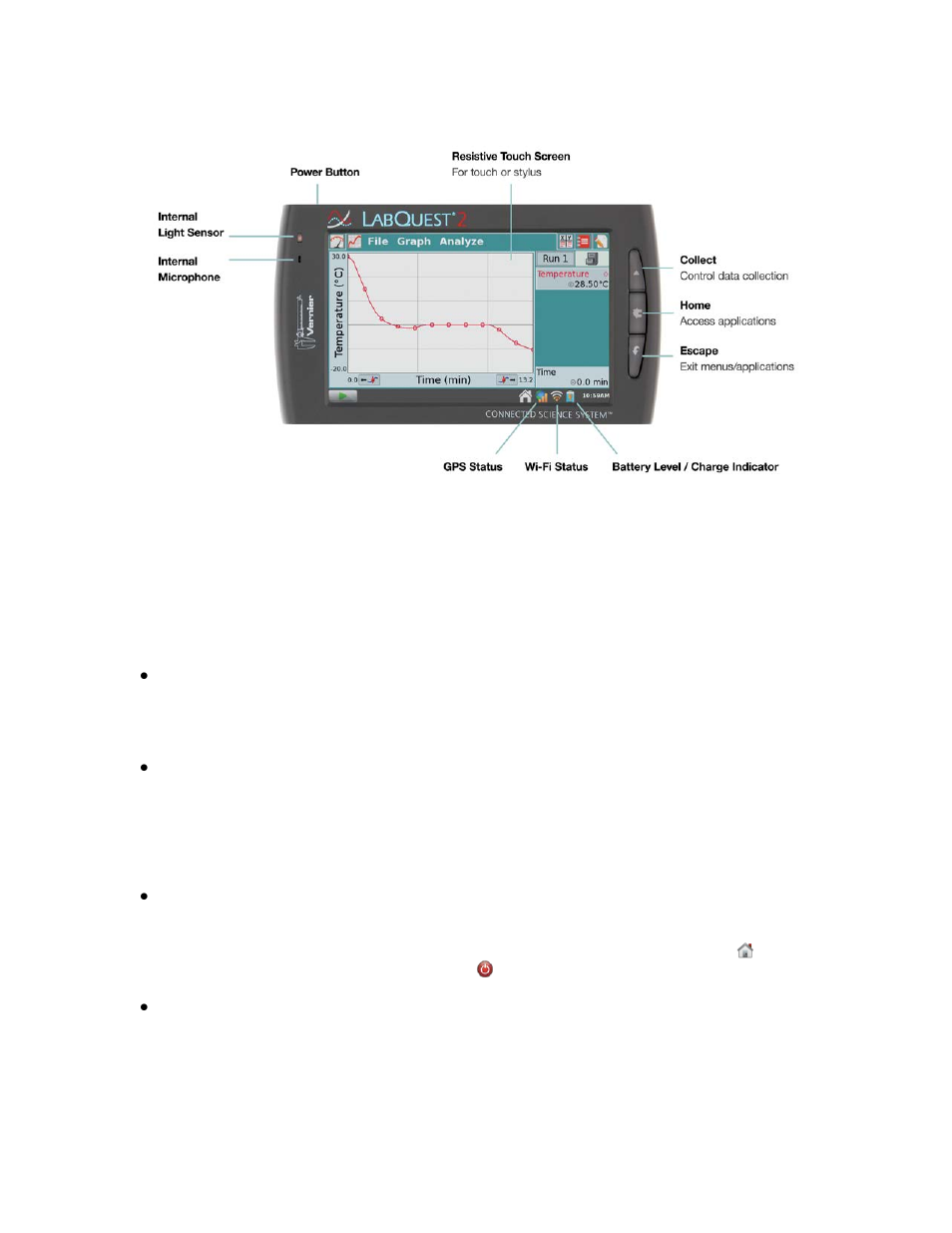 Labquest 2 hardware, Power button | Vernier LabQuest 2 User Manual | Page 8 / 56