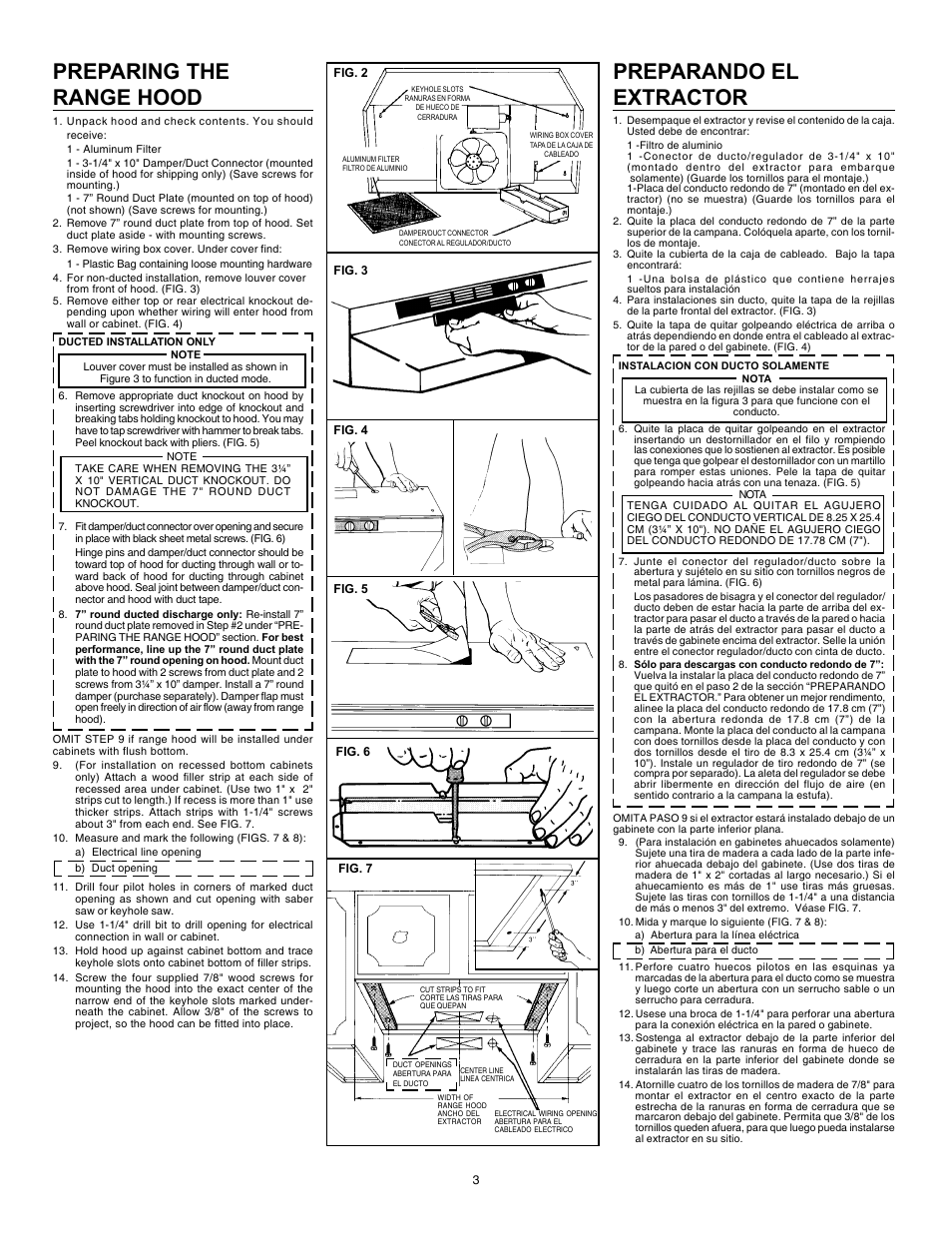 Preparing the range hood, Preparando el extractor | Broan 46000 User Manual | Page 3 / 8