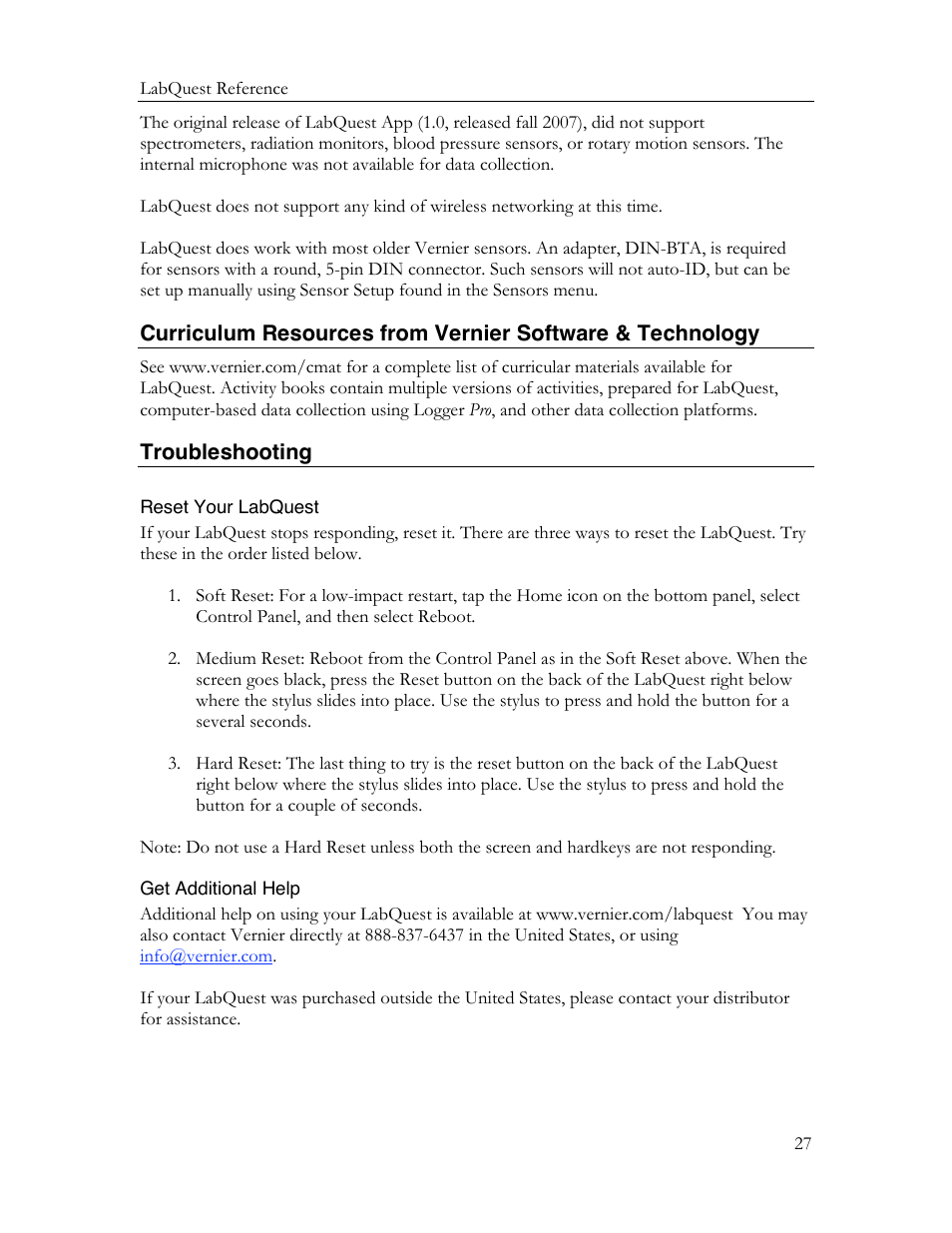 Vernier Original LabQuest User Manual | Page 29 / 30