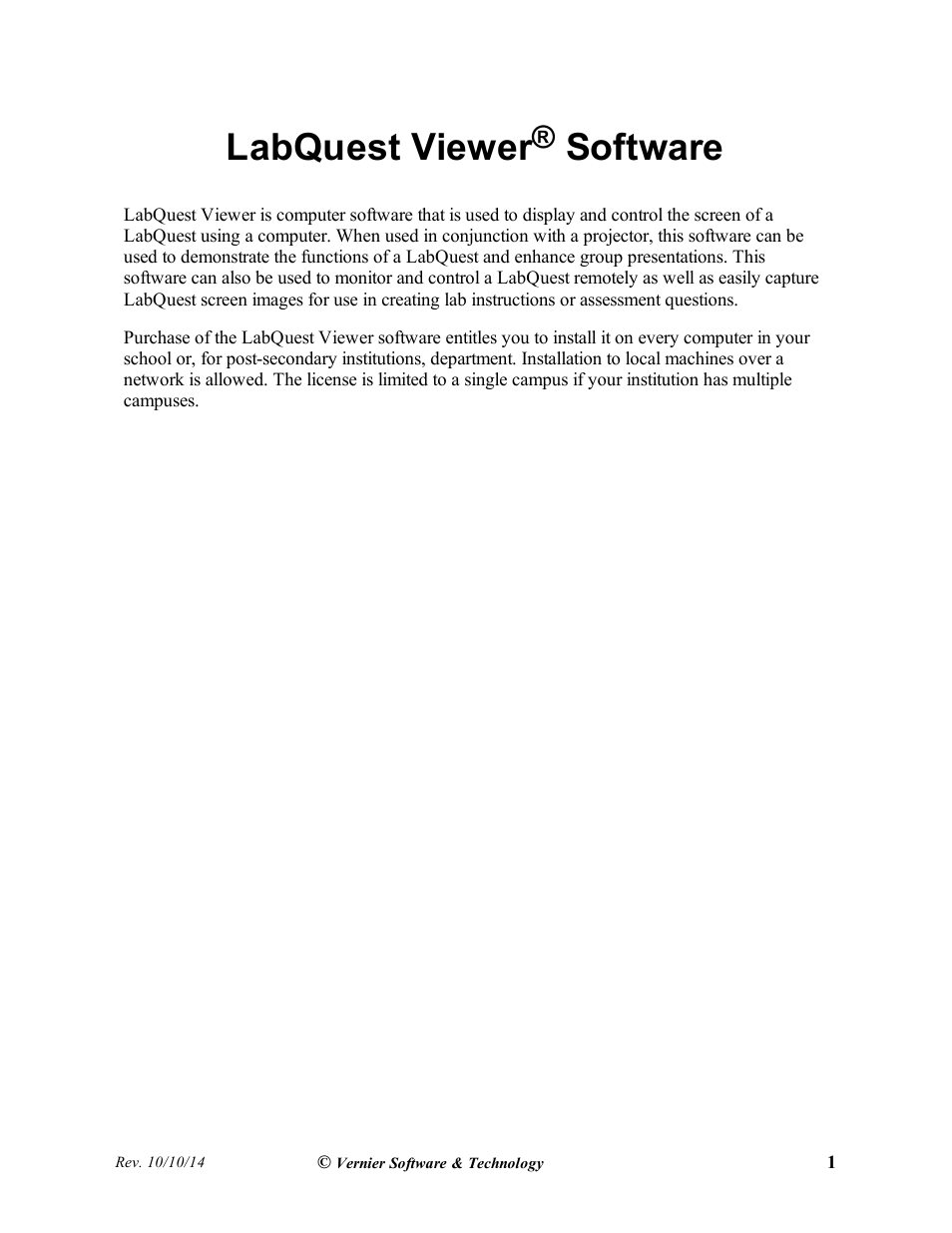 Vernier LabQuest Viewer User Manual | 10 pages