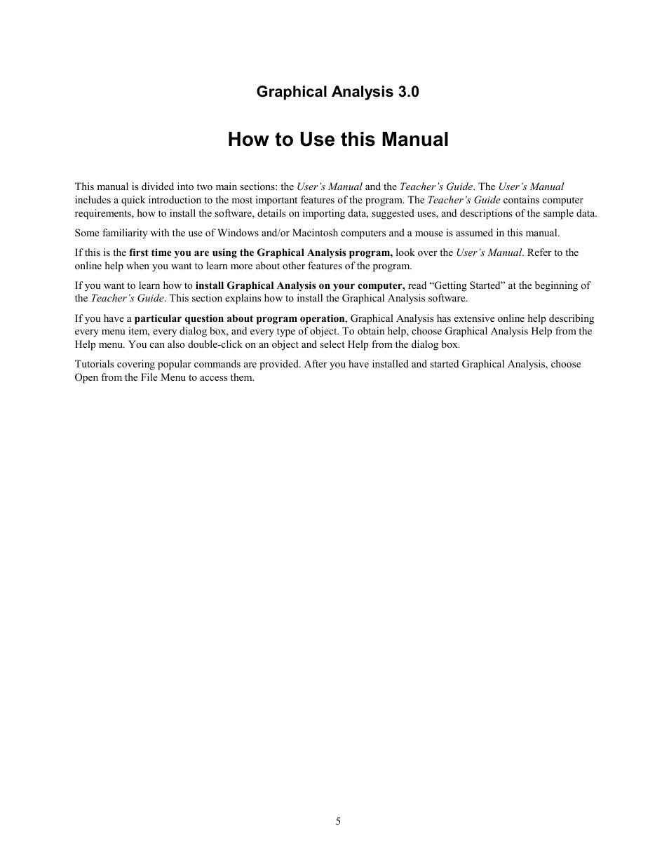 How to use this manual, Graphical analysis 3.0 | Vernier Graphical Analysis 3 User Manual | Page 3 / 25