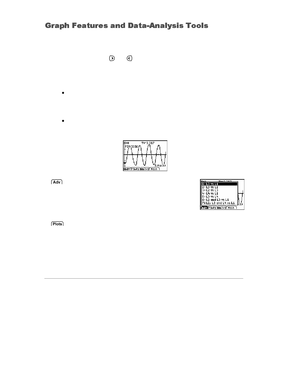 Graph and analysis tools, Analyze data, Graph features and data-analysis tools | Vernier EasyData Guidebook User Manual | Page 37 / 67