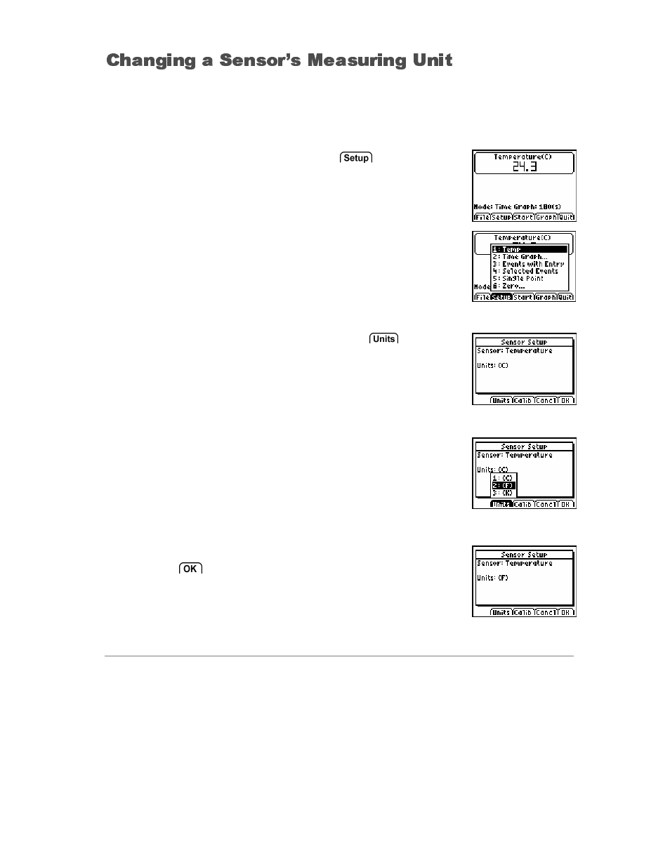 Changing sensor units, Change sensor units, Changing a sensor’s measuring unit | Vernier EasyData Guidebook User Manual | Page 5 / 67