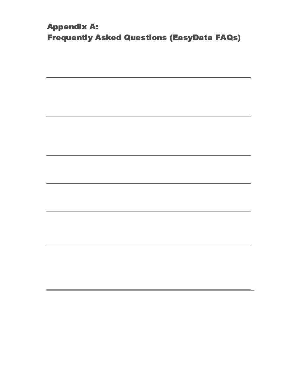 App a: faqs, Frequently asked questions | Vernier EasyData Guidebook User Manual | Page 57 / 67