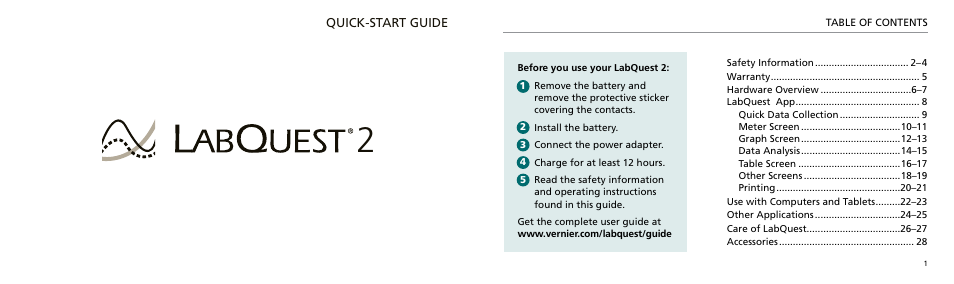 Vernier LabQuest 2 User Manual | 15 pages