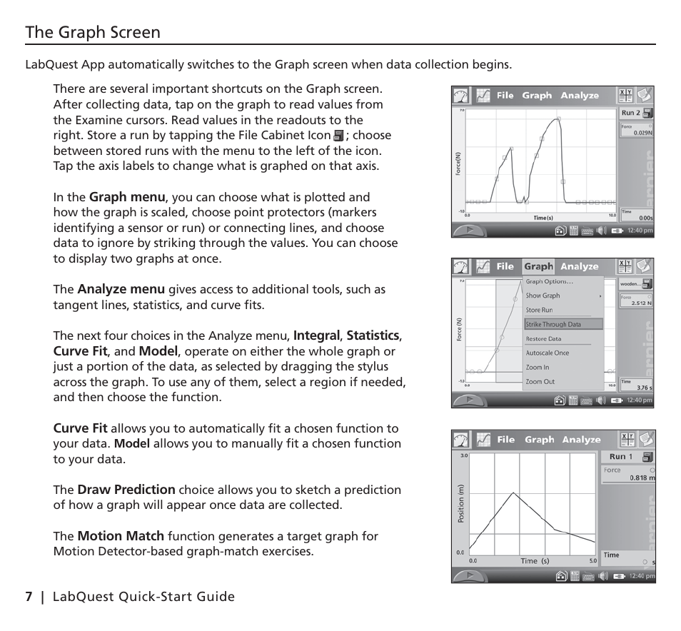 The graph screen | Vernier Original LabQuest User Manual | Page 10 / 20