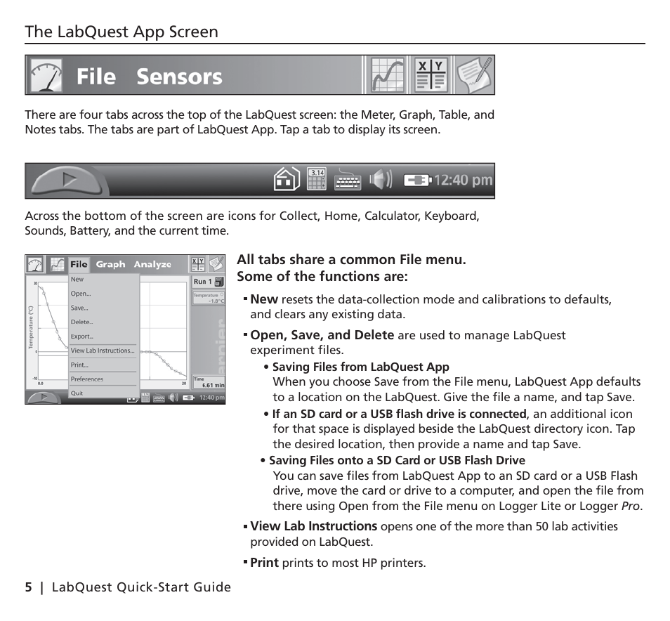 The labquest app screen | Vernier Original LabQuest User Manual | Page 8 / 20