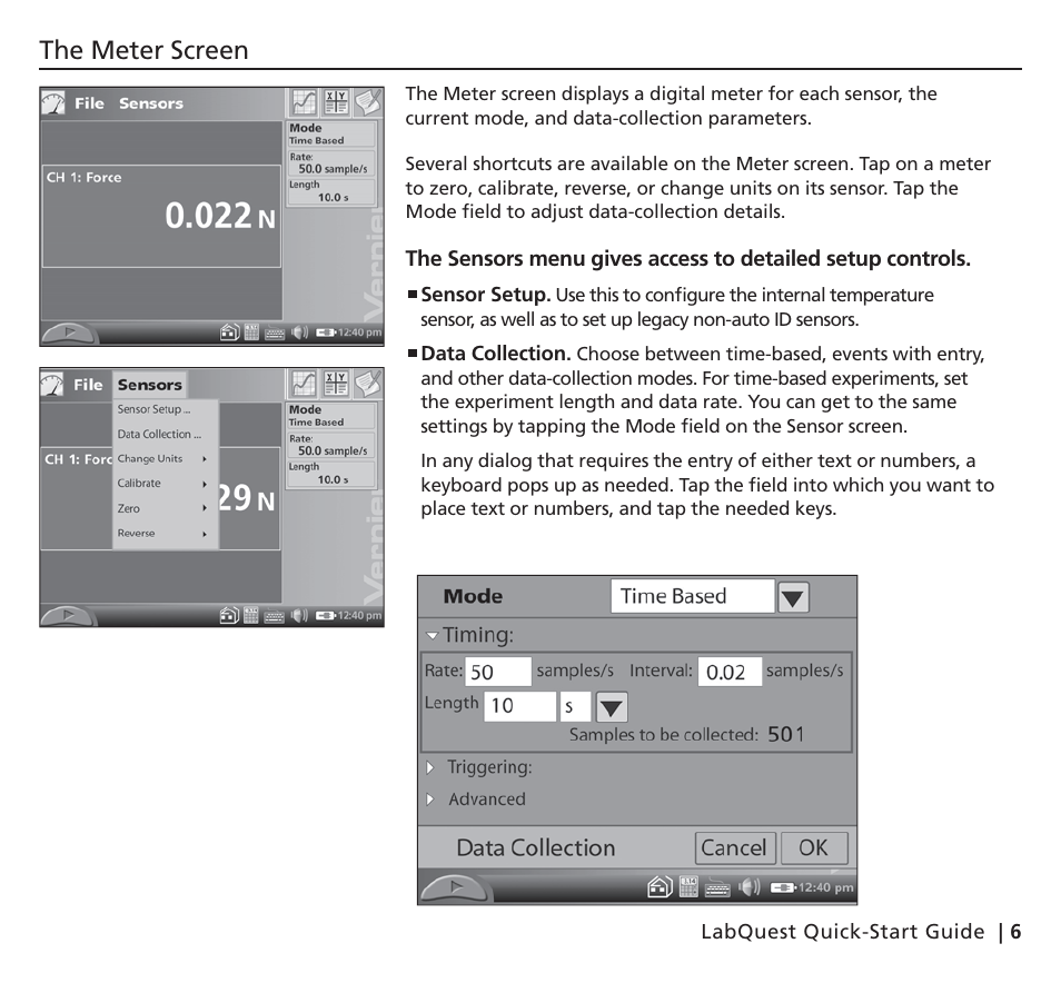The meter screen | Vernier Original LabQuest User Manual | Page 9 / 20