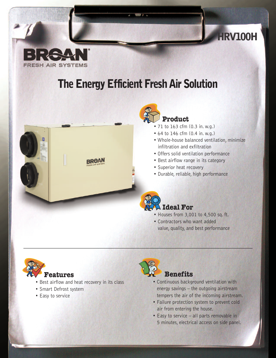 Broan HRV100H User Manual | 2 pages