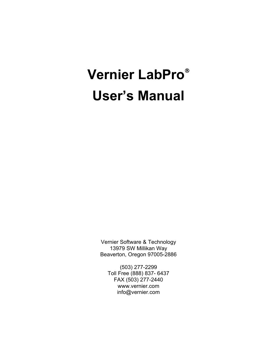 Vernier LabPro User Manual | 35 pages