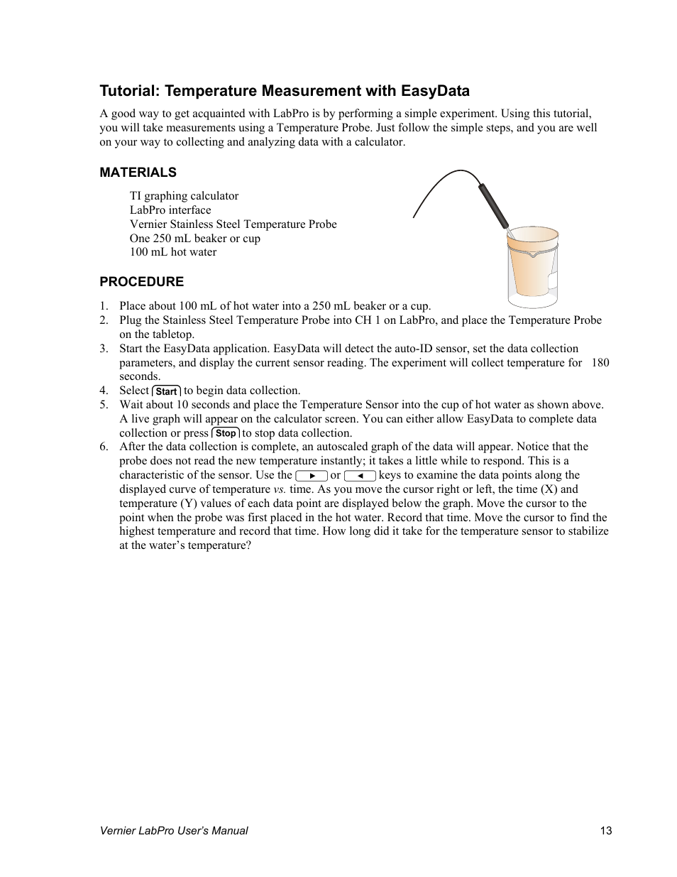 Tutorial: temperature measurement with easydata | Vernier LabPro User Manual | Page 17 / 35