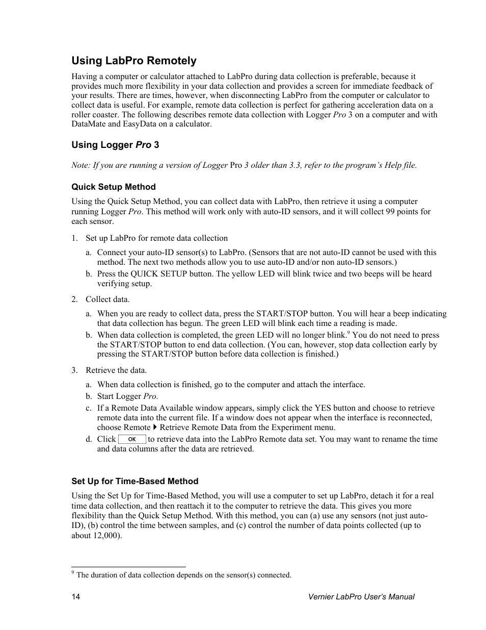 Using labpro remotely | Vernier LabPro User Manual | Page 18 / 35