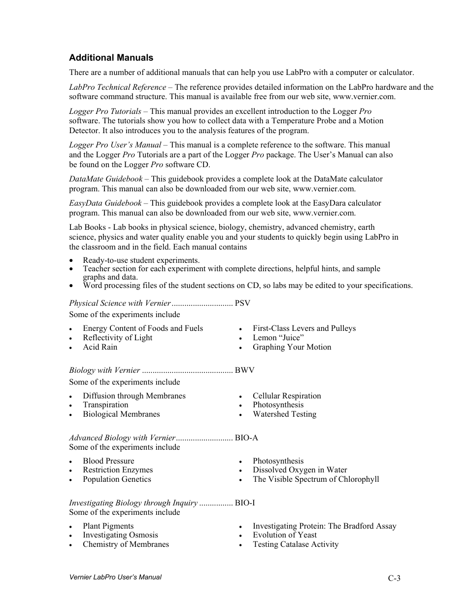 Vernier LabPro User Manual | Page 31 / 35