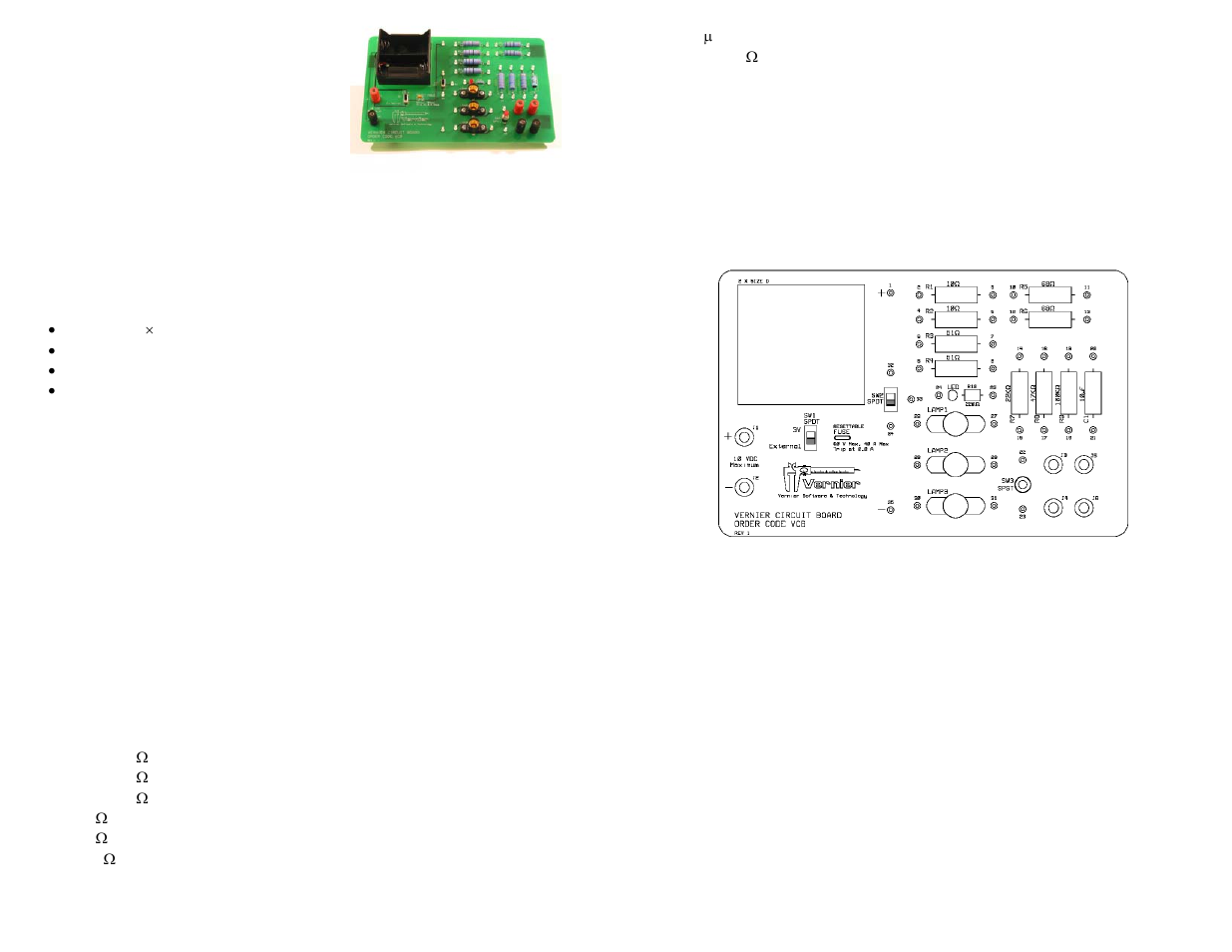 Vernier Circuit Board User Manual | 2 pages
