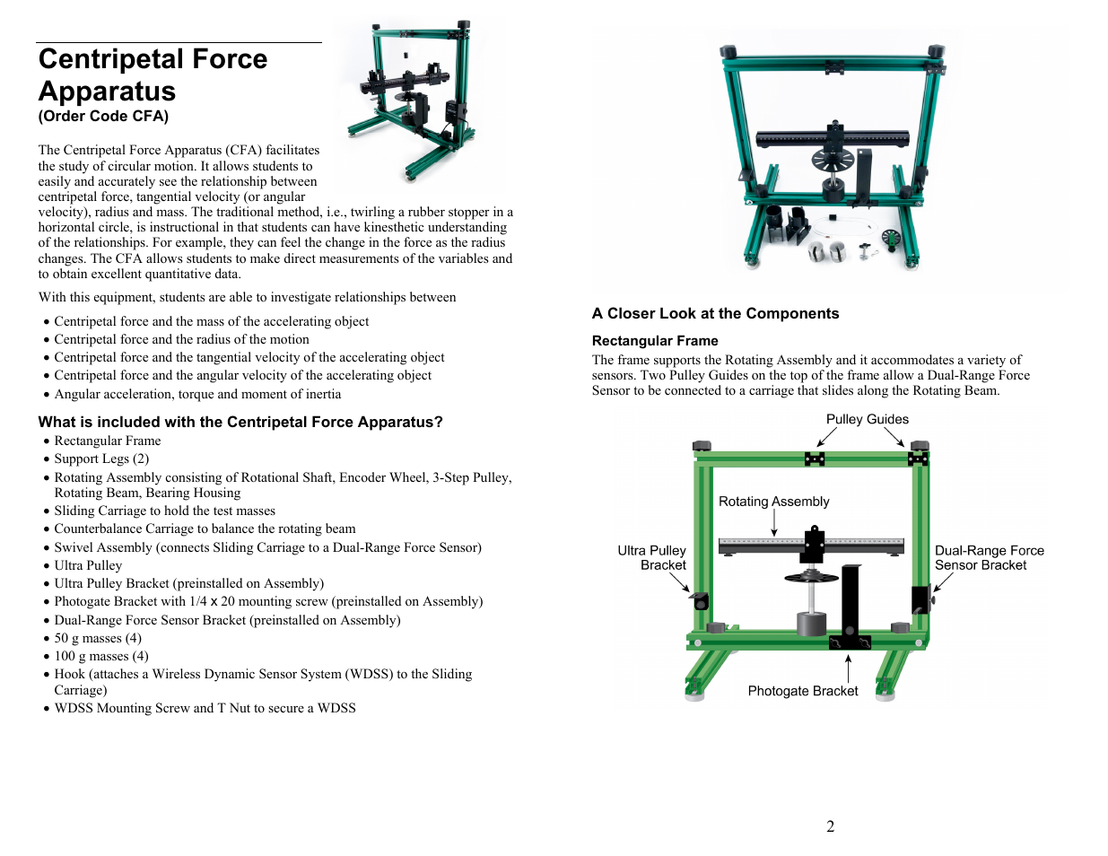 Vernier Centripetal Force Apparatus User Manual | 10 pages