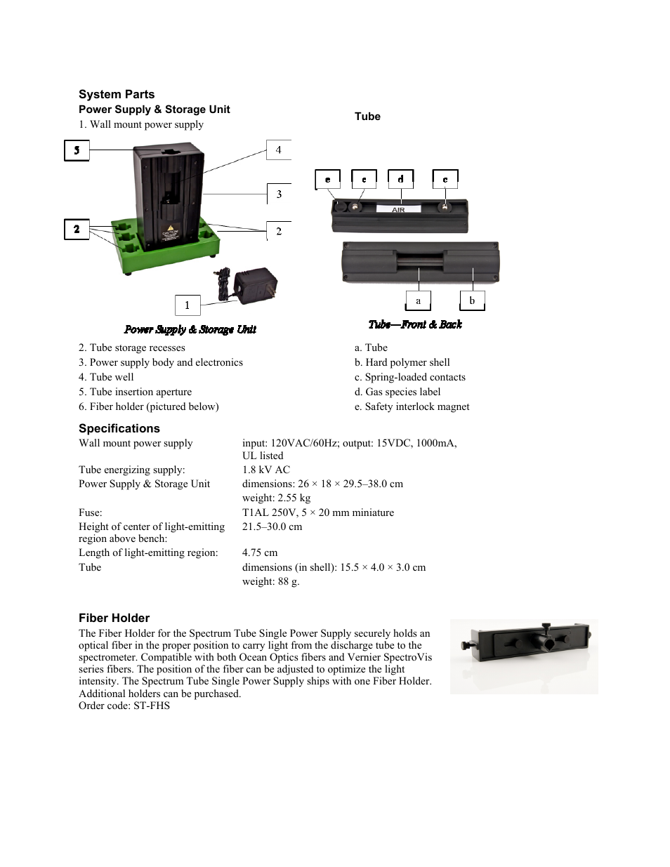 Vernier Spectrum Tube Single Power Supply User Manual | Page 2 / 4
