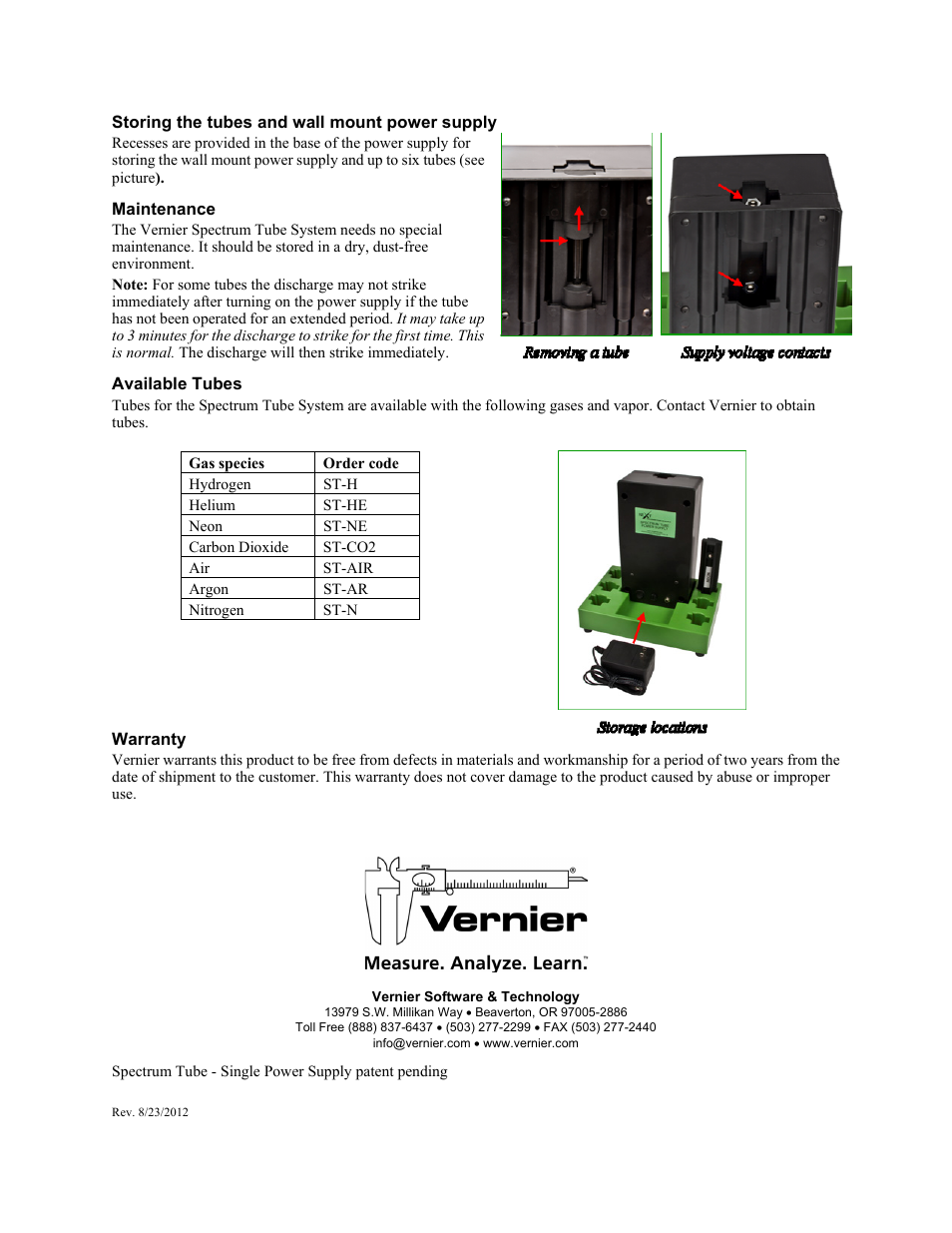 Vernier Spectrum Tube Single Power Supply User Manual | Page 4 / 4