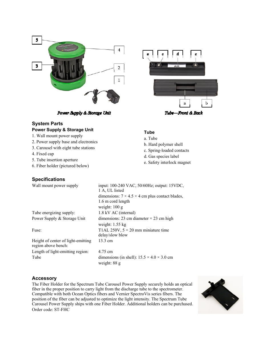 Vernier Spectrum Tube Carousel Power Supply User Manual | Page 2 / 4