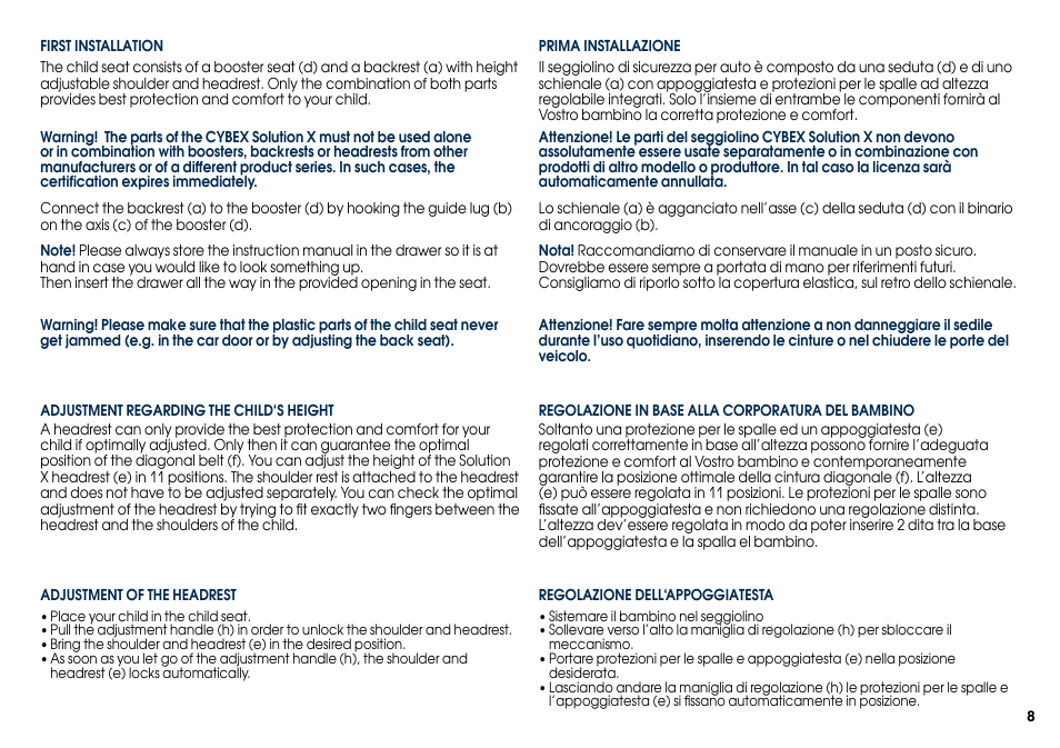 Cybex SOLUTION X User Manual | Page 10 / 68
