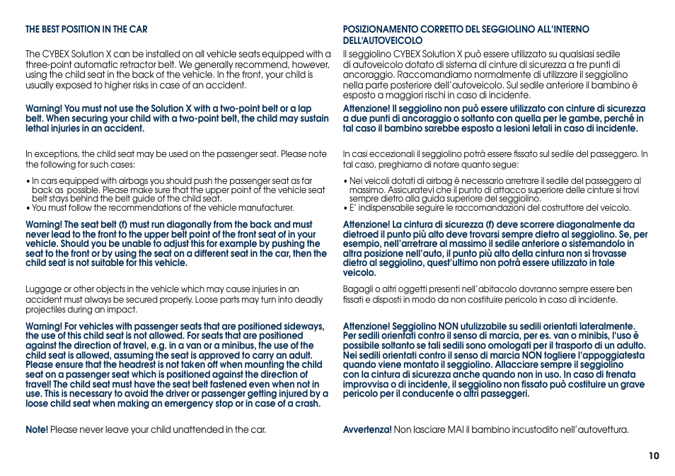 Cybex SOLUTION X User Manual | Page 12 / 68