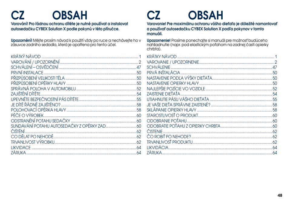 Cybex SOLUTION X User Manual | Page 50 / 68