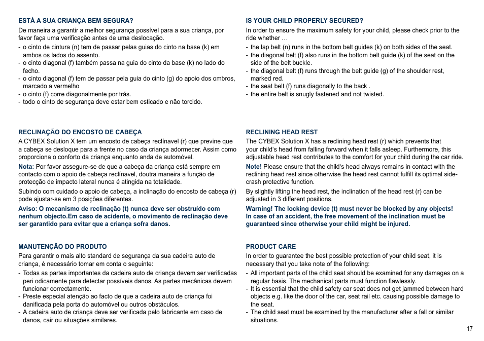 Cybex SOLUTION X User Manual | Page 17 / 64