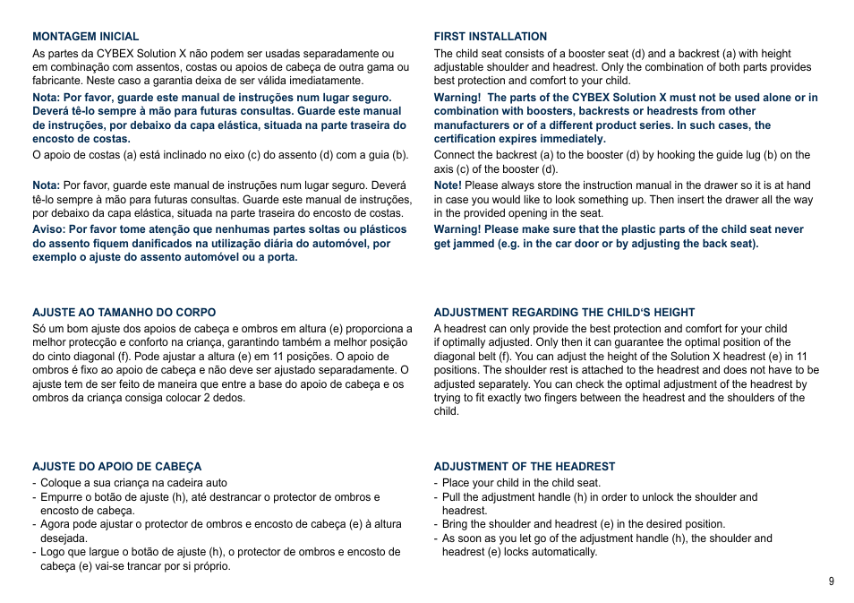 Cybex SOLUTION X User Manual | Page 9 / 64