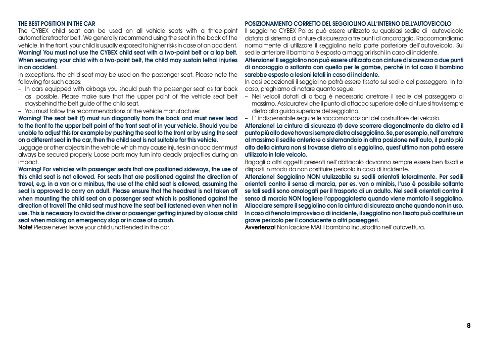 Cybex PALLAS User Manual | Page 10 / 66