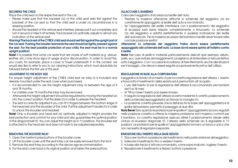 Cybex PALLAS User Manual | Page 12 / 66