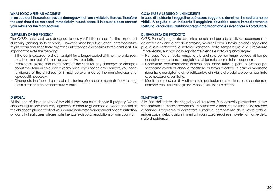 Cybex PALLAS User Manual | Page 22 / 66
