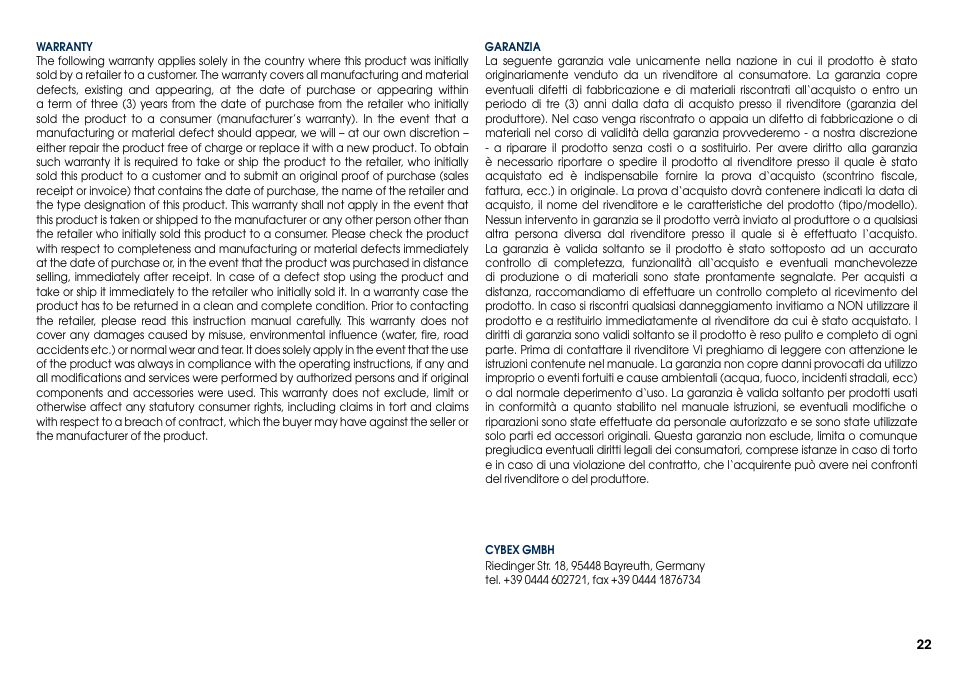Cybex PALLAS User Manual | Page 24 / 66