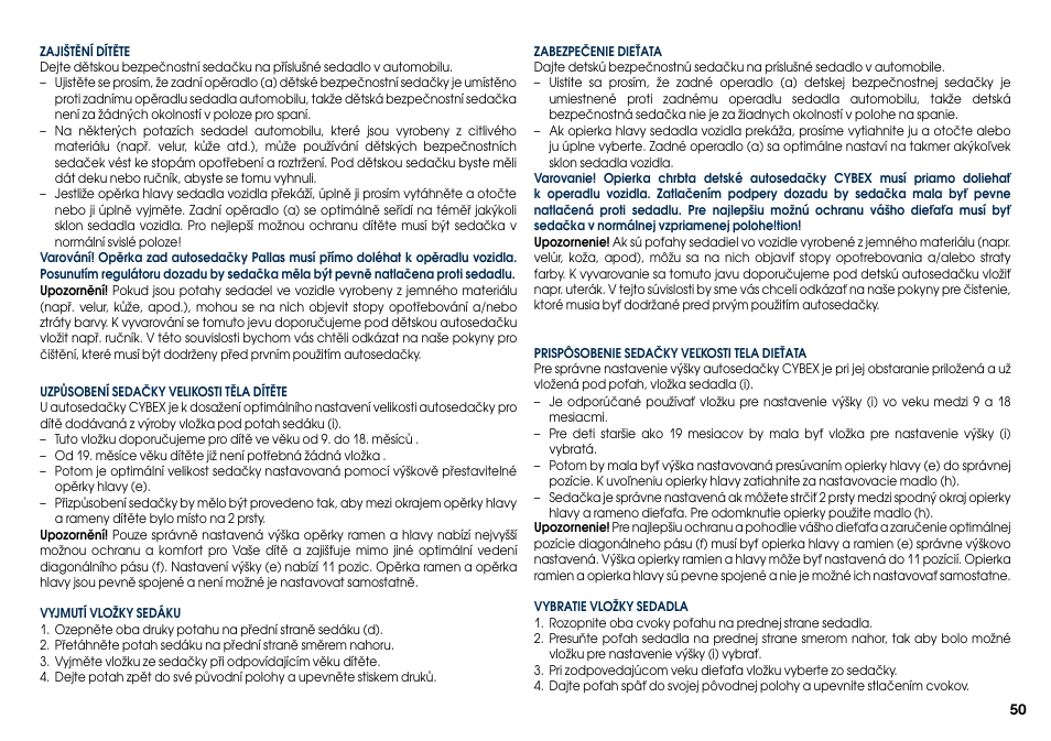 Cybex PALLAS User Manual | Page 52 / 66