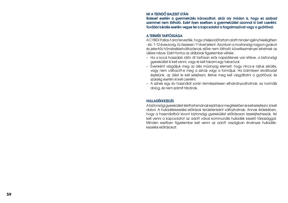 Cybex PALLAS User Manual | Page 61 / 66