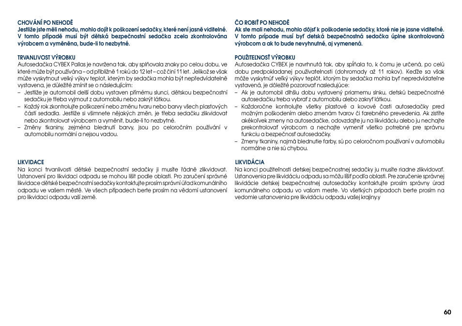 Cybex PALLAS User Manual | Page 62 / 66