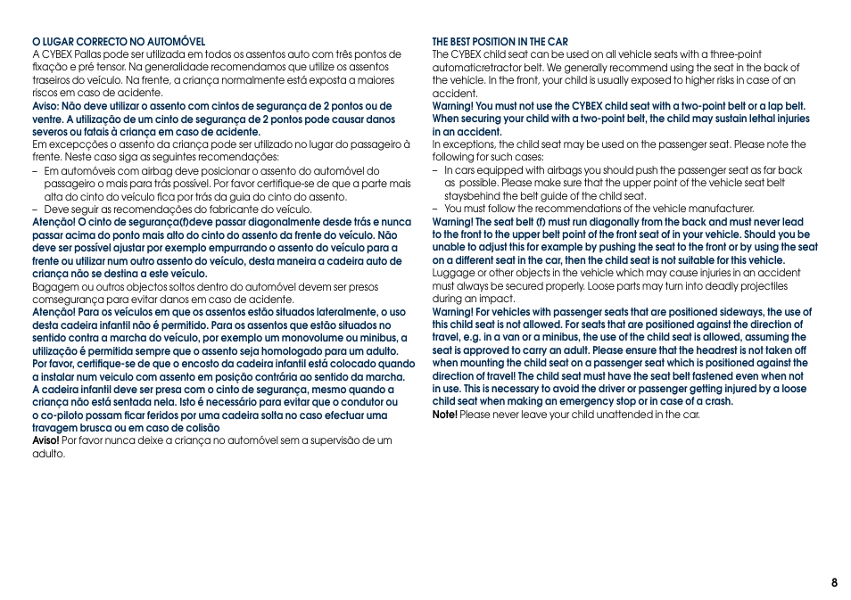 Cybex PALLAS User Manual | Page 10 / 64