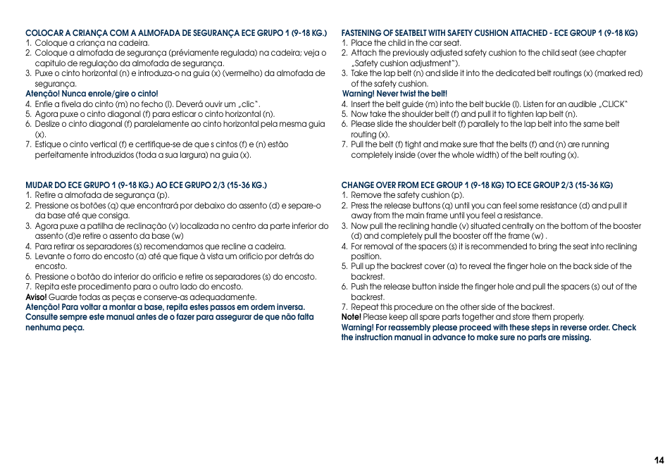 Cybex PALLAS User Manual | Page 16 / 64