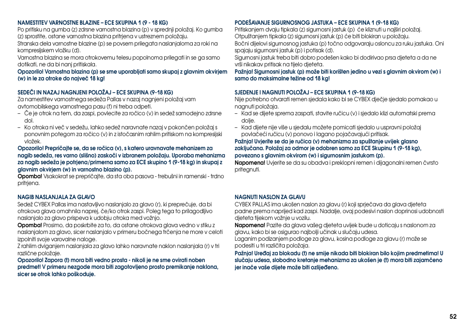 Cybex PALLAS User Manual | Page 54 / 64