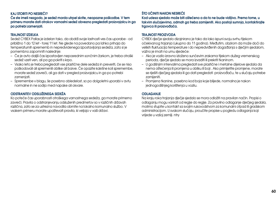 Cybex PALLAS User Manual | Page 62 / 64